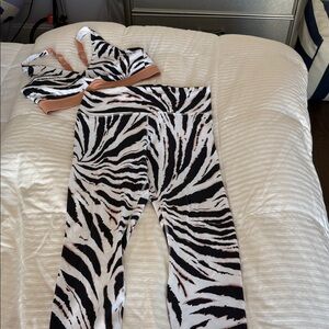 Fabletics Zebra Print Leggings and Bra Set